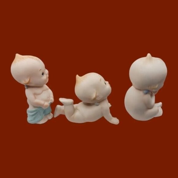 Lefton kewpie vtg set of 3 porcelain babies - Picture 6 of 8